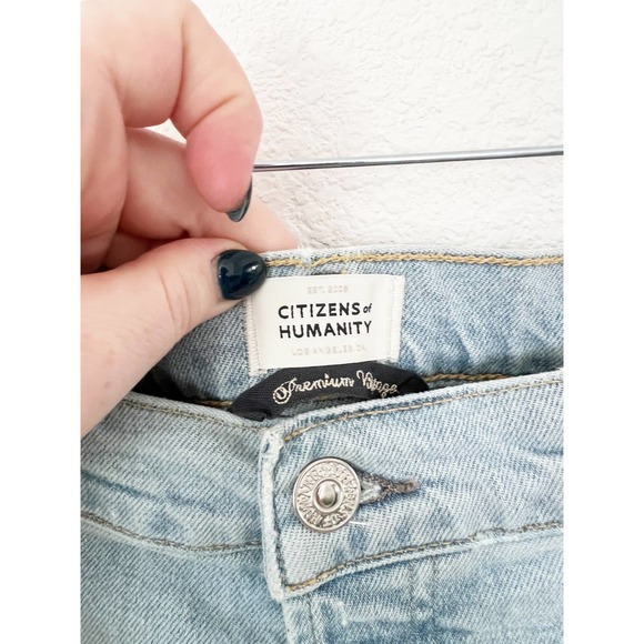 Citizens of Humanity Jolene Ace Button Fly High Rise Jeans Distressed Hem - Picture 3 of 6